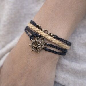 Nautical Charm Bracelet in Black and Cream